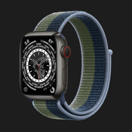 Apple Watch Series 7 41mm Edition Space Black Titanium Case with Sport Loop (Abyss Blue/Moss Green)